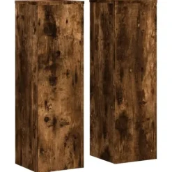 Online Växtställ 2 st rökfärgad ek 25x25x80 cm konstruerat trä Växtställ