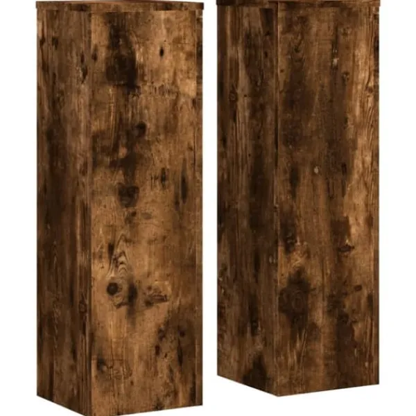 Online Växtställ 2 st rökfärgad ek 25x25x80 cm konstruerat trä Växtställ