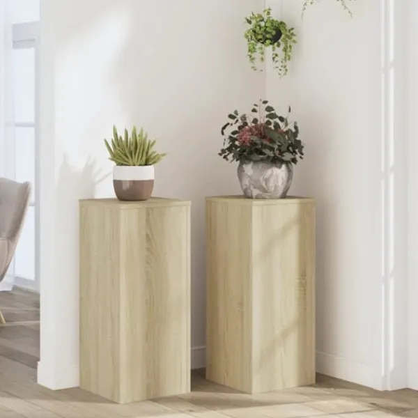 vidaXL Växtställ 2 st sonoma ek 30x30x70 cm konstruerat trä