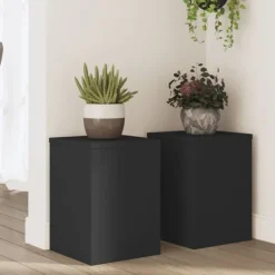 Best Växtställ 2 st svart 25x25x35 cm konstruerat trä Växtställ