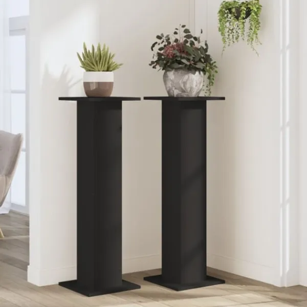 Clearance Växtställ 2 st svart 30x30x95 cm konstruerat trä Växtställ