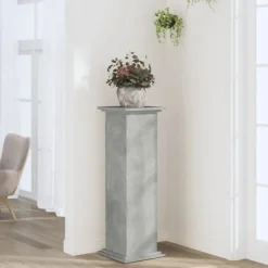 Clearance Växtställ betonggrå 33x33x100 cm konstruerat trä Växtställ