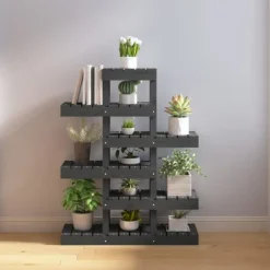 Outlet Växtställ Grå 85x25x109,5 cm massiv furu Växtställ