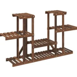 Clearance Växtställ i granträ - Hållbart och elegant för växter | Storlek: 110x25x73 cm | Färg: Naturlig träfinish Växtställ