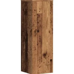 Växtställ i konstruerat trä - Stabil och tidlös design | Storlek: 33x33x100 cm | Färg: Åldrat trä