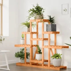 Växtställ i massivt granträ – Perfekt för dekoration | Storlek: 110x25x96 cm