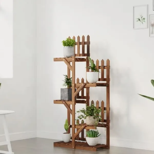 Växtställ i massivt granträ - Hållbart och elegant design | Storlek: 60x25x130 cm | Färg: Naturlig träfärg Växtställ