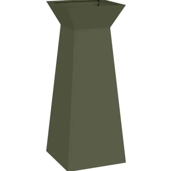 Växtställ i Olivgrön Metall - Fyrkantigt Design | Storlek: 40x40x101 cm