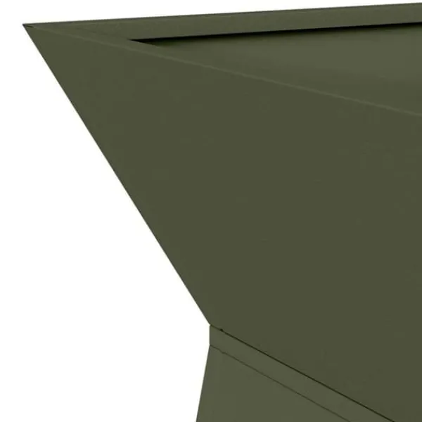 Växtställ i Olivgrön Metall - Fyrkantigt Design | Storlek: 40x40x101 cm