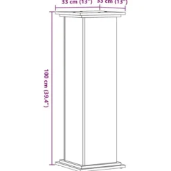 New Växtställ i rökfärgad ek - Stabilt konstruerat trä | Storlek: 33x33x100 cm Växtställ