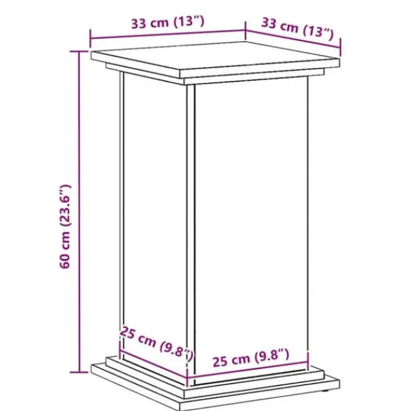 Clearance Växtställ i svart ek - Stilhöjare för växter | Färg: Svart | Storlek: 33x33x60 cm Växtställ