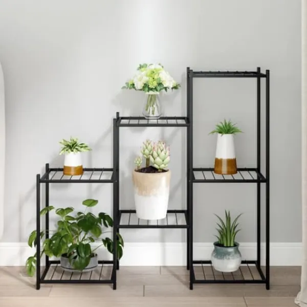 Best Växtställ i svart järn – Hållbar och stabil hylla | Storlek: 83x25x80 cm Växtställ