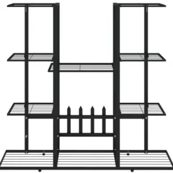 Växtställ i svart järn - Hållbar och stabil hylla för växter | Storlek: 94,5x25x89 cm