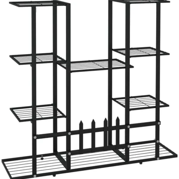 Växtställ i svart järn - Hållbar och stabil hylla för växter | Storlek: 94,5x25x89 cm