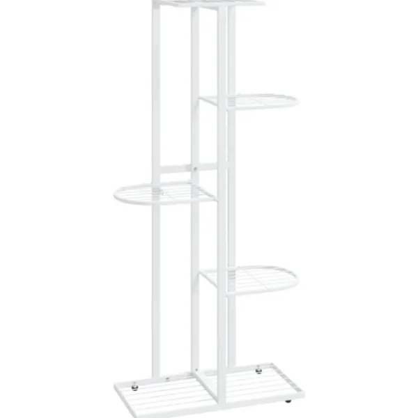 Hot Växtställ med 5 hyllor 43x22x98 cm vit metall Växtställ