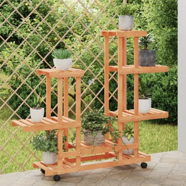 Discount Växtställ med hjul 95x25x101 cm massiv furu Växtställ