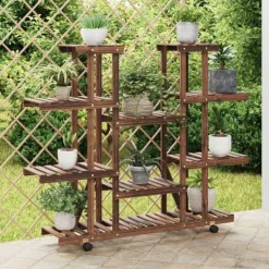 Sale Växtställ med hjul 110x25x115 cm massiv furu Växtställ