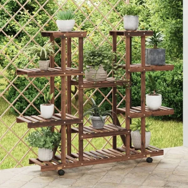 Sale Växtställ med hjul 110x25x115 cm massiv furu Växtställ