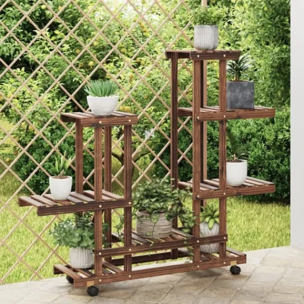 Discount Växtställ med hjul 95x25x101 cm massiv furu - Växtstöd - Klätterstöd - Home & Living Växtställ