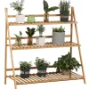 Outlet Växtställ och blomhylla i bambu - 3-vånings vikbar hylla - Fristående - 100 x 39 x 97 cm Växtställ