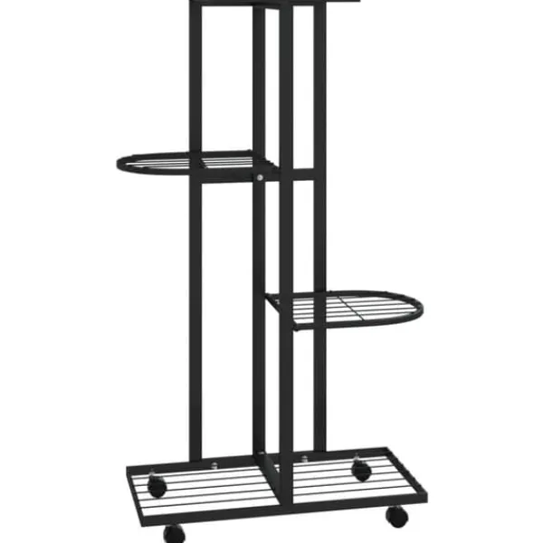 Växtställ på hjul 4 hyllor 44x23x80 cm svart järn - Blomställ - Växtställ - Home & Living