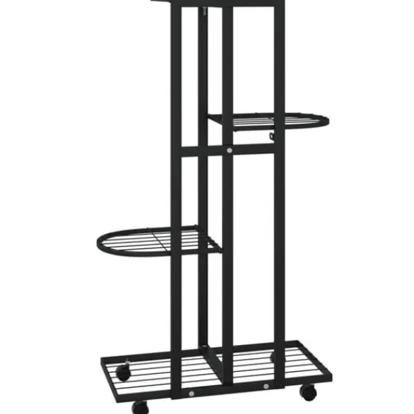 Växtställ på hjul 4 hyllor 44x23x80 cm svart järn - Blomställ - Växtställ - Home & Living