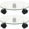 New Växtställ på hjul 2 st härdat glas 28 cm rund Stöd Med Hjul, Säten & Knäskydd För Trädgårdsskötsel