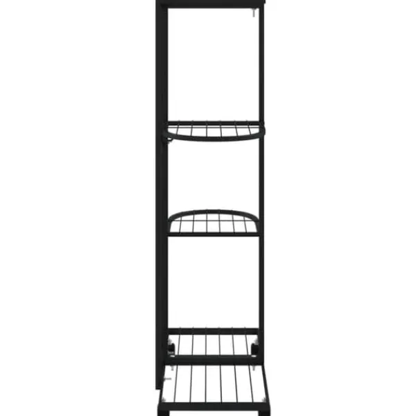 Växtställ på hjul med 4 hyllor - Hållbar växthylla i svart järn | Storlek: 44x23x80 cm