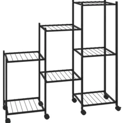 Clearance Växtställ på hjul 83x25x83,5 cm svart järn Växtställ