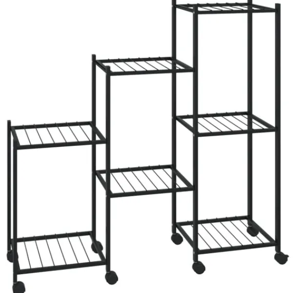 vidaXL Växtställ på hjul 83x25x83,5 cm svart järn