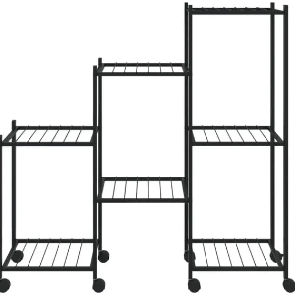 vidaXL Växtställ på hjul 83x25x83,5 cm svart järn