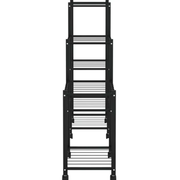 vidaXL Växtställ på hjul 83x25x83,5 cm svart järn