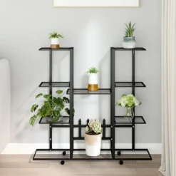Discount Växtställ på hjul 94,5x24,5x91,5 cm svart järn - Blomställ - Växtställ - Home & Living Växtställ