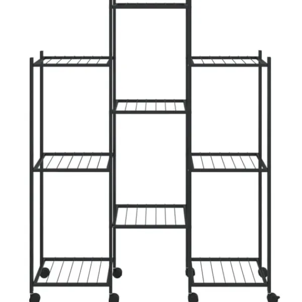 vidaXL Växtställ på hjul 83x25x103,5 cm svart järn