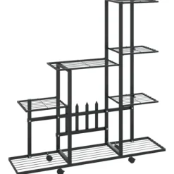 Växtställ på hjul 94,5x25x92,5 cm svart metall Växtställ