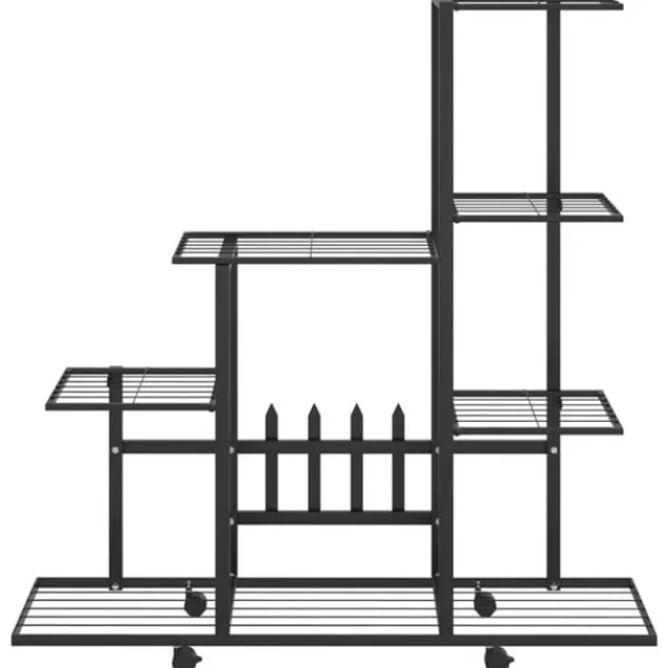 Växtställ på hjul 94,5x25x92,5 cm svart metall Växtställ