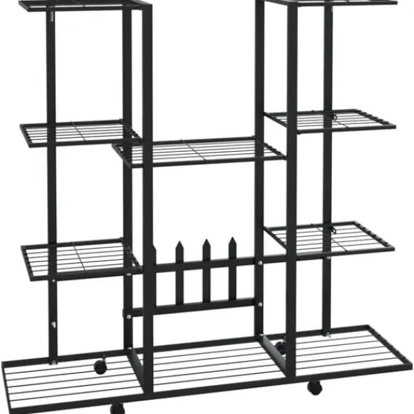 Discount Växtställ på hjul 94,5x24,5x91,5 cm svart järn Växtställ