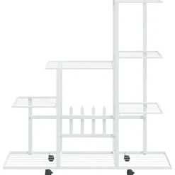 Outlet Växtställ på hjul 94,5x25x92,5 cm vit metall Växtställ
