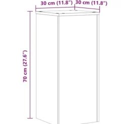 Hot Växtställ 2-pack av konstruerat trä - Perfekt för inomhusbruk | Storlek: 30x30x70 cm | Färg: Åldrat trä Växtställ