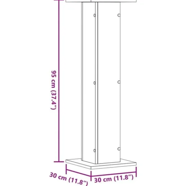 Växtställ 2-pack i grå sonoma - Hållbart konstruerat trä | Storlek: 30x30x95 cm