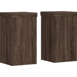 Clearance Växtställ 2-pack i konstruerat trä - Stabilt och stilrent | Färg: Brun | Storlek: 10x10x18 cm Växtställ