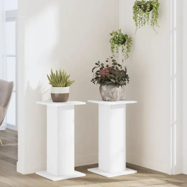 Växtställ 2-pack i konstruerat trä | Stabil och hållbar | Färg: Vit | Storlek: 30x30x60 cm