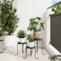 Best Växtställ 3-pack i svart och vit keramik - Mosaikdesign | Färg: Svart/Vit | Storlek: Standard Växtställ