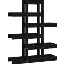 vidaXL Växtställ Svart 85x25x109,5 cm massiv furu