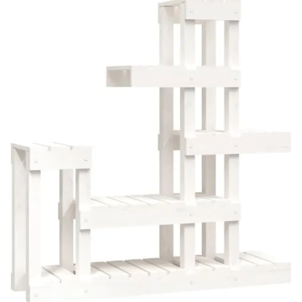 vidaXL Växtställ vit 92x25x97 cm massiv furu