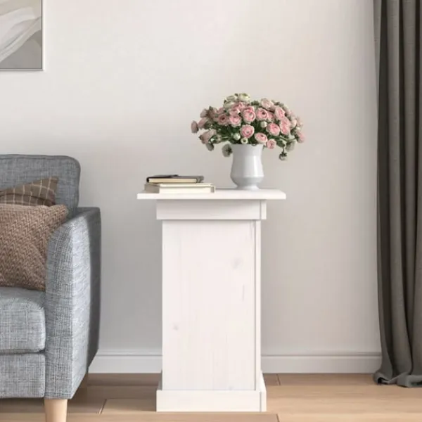 Outlet Växtställ vit 40x40x60 cm massiv furu Växtställ