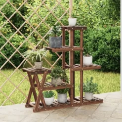 Clearance Växtställ 95x25x96 cm massivt granträ Växtställ