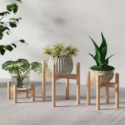 Clearance Växtställning, Bambumaterial, Mått 50cm x 30cm x 80cm, Viktkapacitet 20kg per hylla, Inomhus- och utomhuskompatibilitet, Självständig installation Växtställ