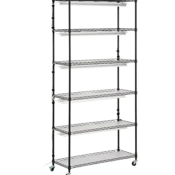 Växtställning med växtlampa 180W, 6 Eters, inomhus växtskåp, justerbar ljusstyrka, modern design för inomhusplantering