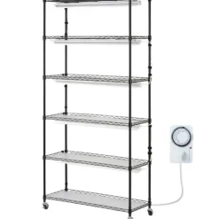 Växtställning med växtlampa 180W, 6 Eters, inomhus växtskåp, justerbar ljusstyrka, modern design för inomhusplantering